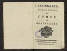 Ordonnance des Eaux & Forêts du Comté de Montbéliard / Charles II de Wurtemberg | Charles 2 de Wurtemberg (1728-1793) - duc. Auteur