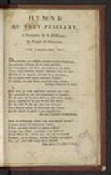 Hymne au Tout-Puissant, à l'occasion de la Dédicace au Temple de Beaucourt, 8 janvier 1815 / Charles Louis Berger | Berger, Charles Louis (1756-1827) - pasteur français. Auteur