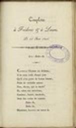 Couplets à Fréderic & à Laure. Le 25 juin 1825 / Anonyme | 