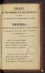 Chant de triomphe et de regrets, à l'occasion de l'érection et de la consécration de la statue de Cuvier, secrétaire perpétuel de l'Institut, pair de France ; né à Montbéliard le 23 aout 1769, décédé le 13 mai 1832 / [Samuel Frédéric Fallot] | Fallot, Samuel Frédéric (1782-1843) - avocat et notaire français. Auteur